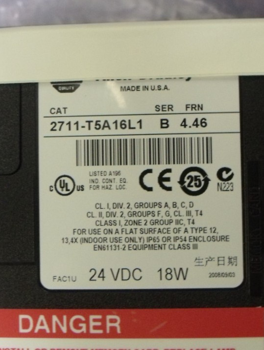 New Allen Bradley Panelview Touch Screen 550 2711-T5A16L1 ser b FRN 4.46