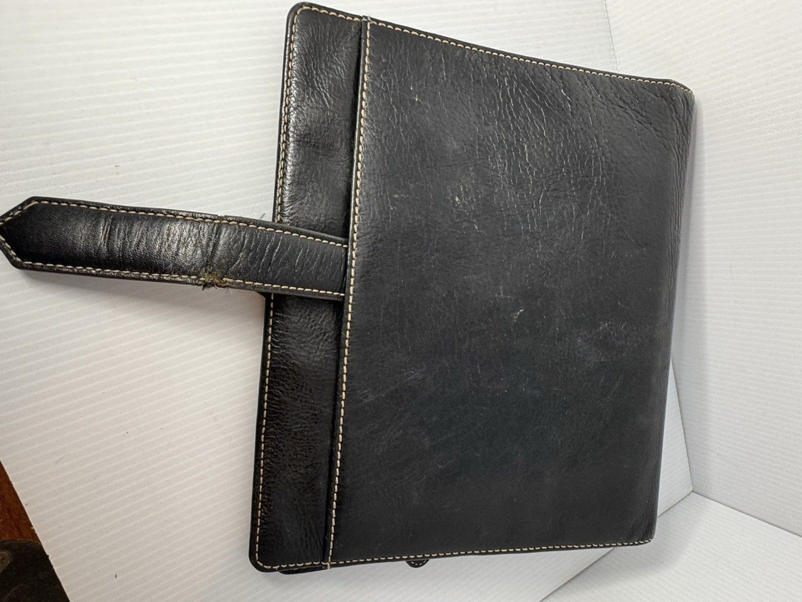 Franklin Covey Leather Planner Classic ORIGINAL Vintage Aurora Collages Black