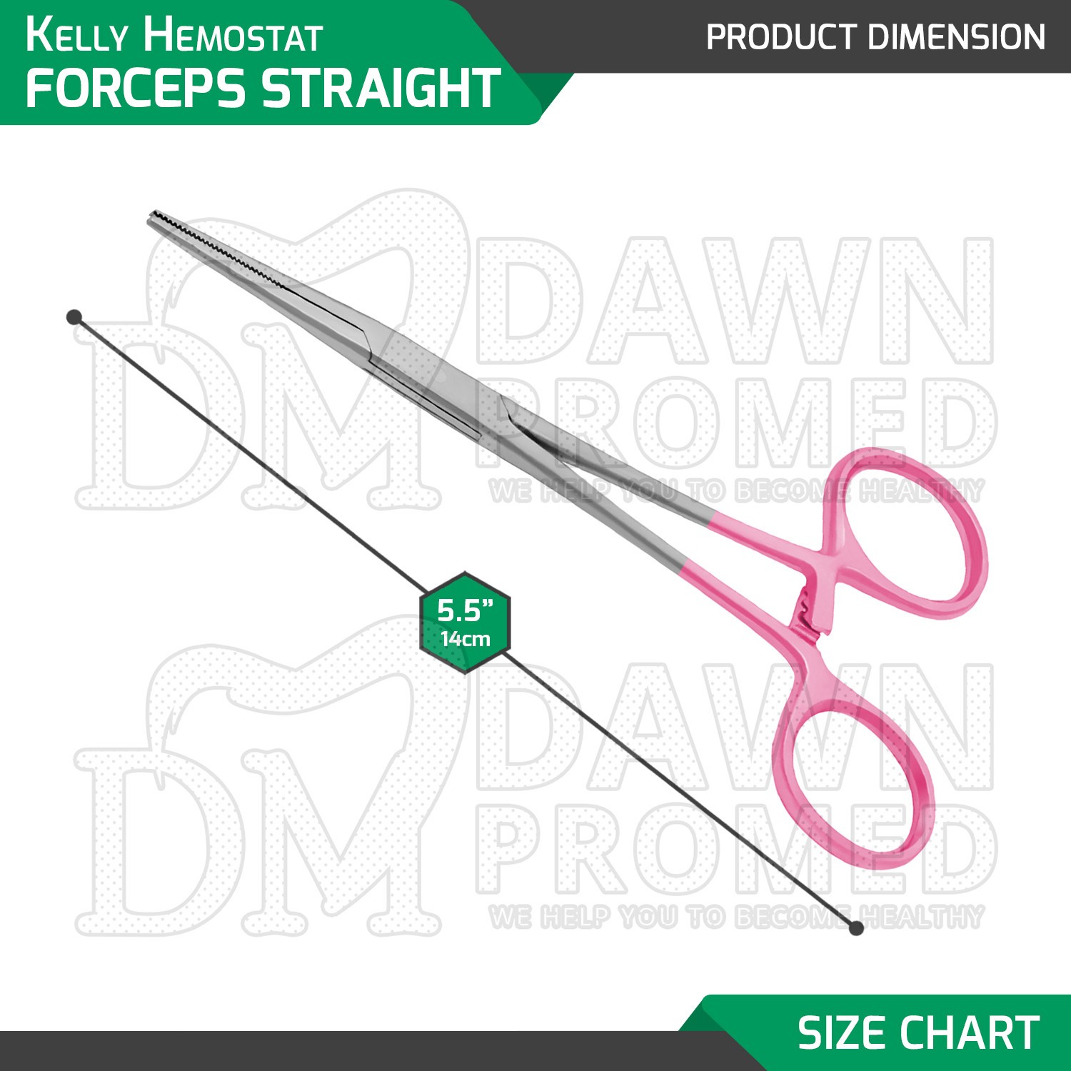 6 Pcs Kelly Hemostat Forceps 5.5″ Straight Pink Surgical Instruments Set
