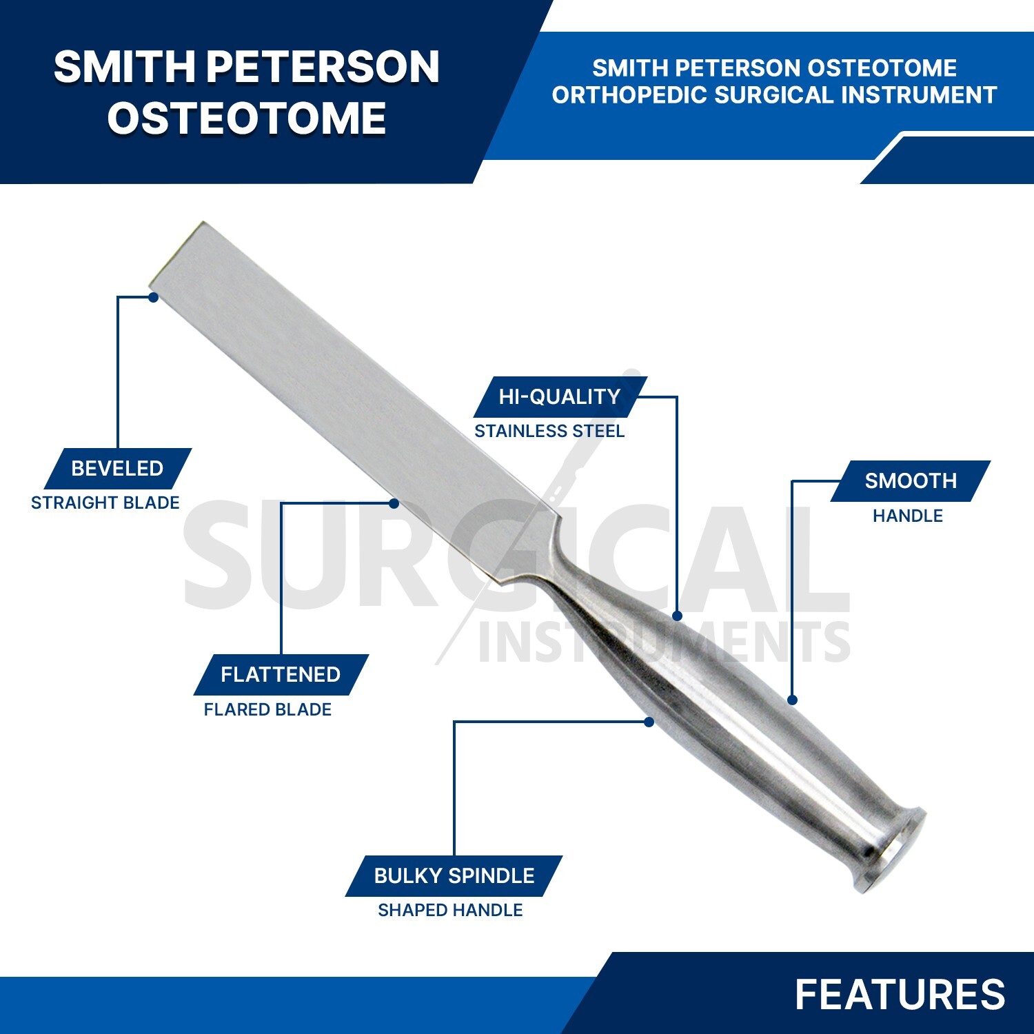 7 Pieces Set of Smith-Peterson Osteotomes Orthopedic Surgical German Grade