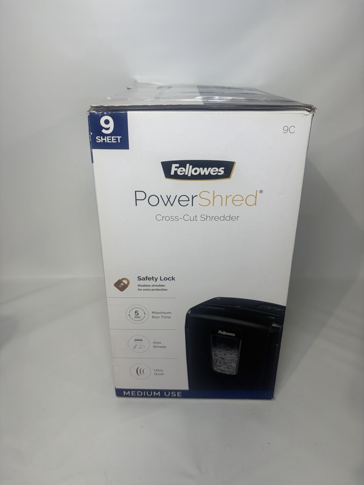 Fellowes Powershred 9C 9 Sheet Cross Cut Paper Shredder New open box