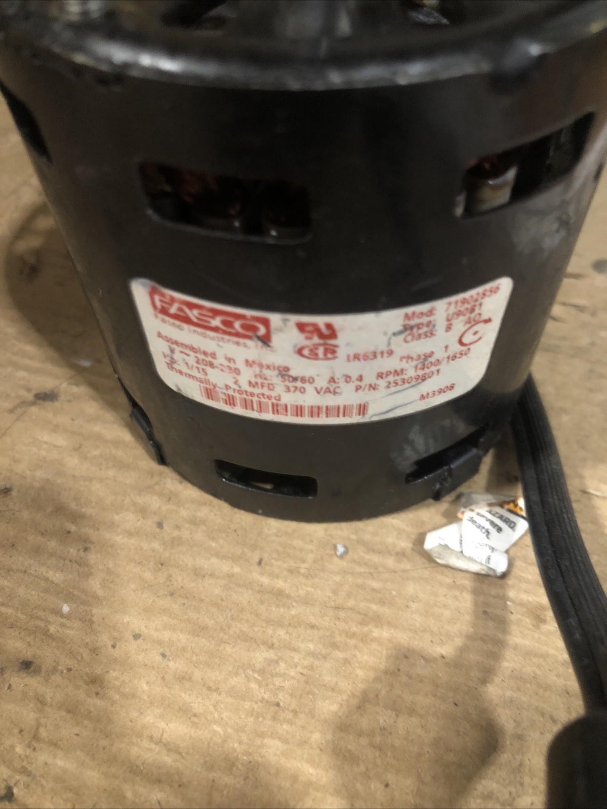 Fasco 71902856 LR6319 208-230 V Hz50/60 A.0.4 U90B1 Evaporator Motor