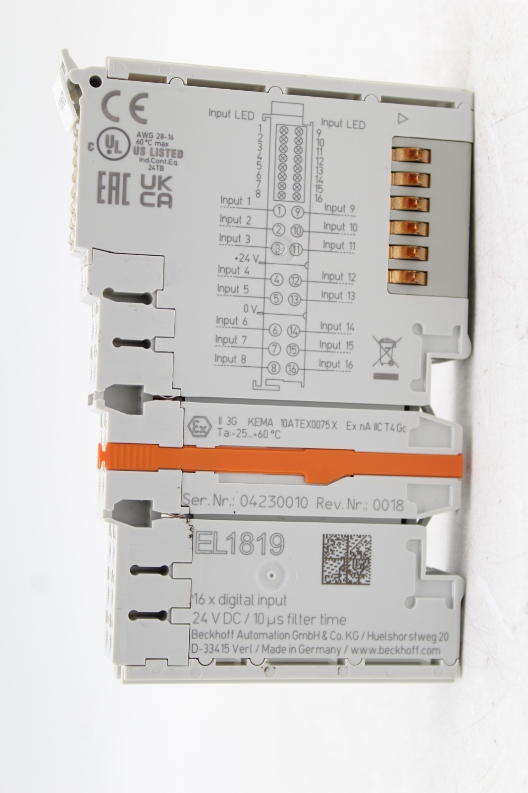 Beckhoff EL1819 16-Channel Digital Input Module