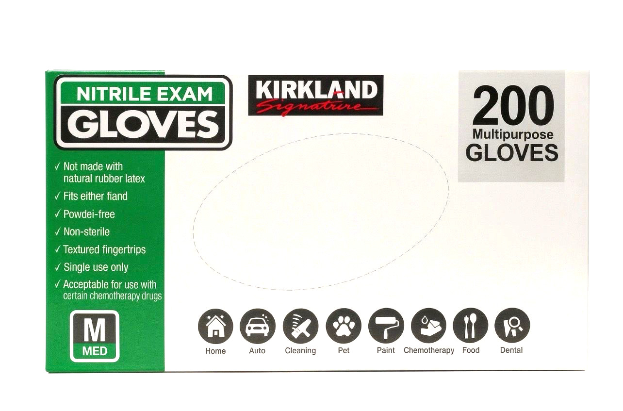 Kirkland Signature Nitrile Exam Powder-Free Exam Gloves-LARGE,MEDIUM-200 Count