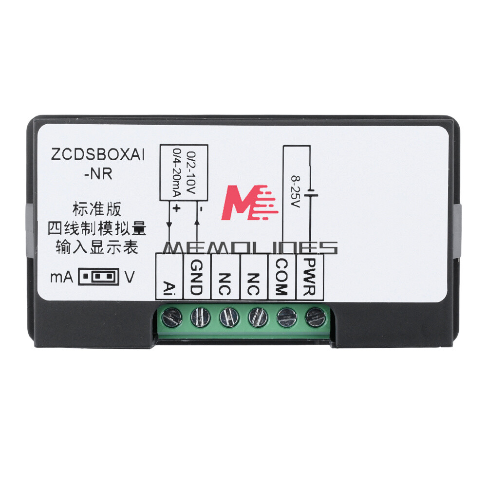 0-10V 0-20mA 2-10V 4-20mA 4-Wire Analog Input (Reception) Display Meter DC 8~25V