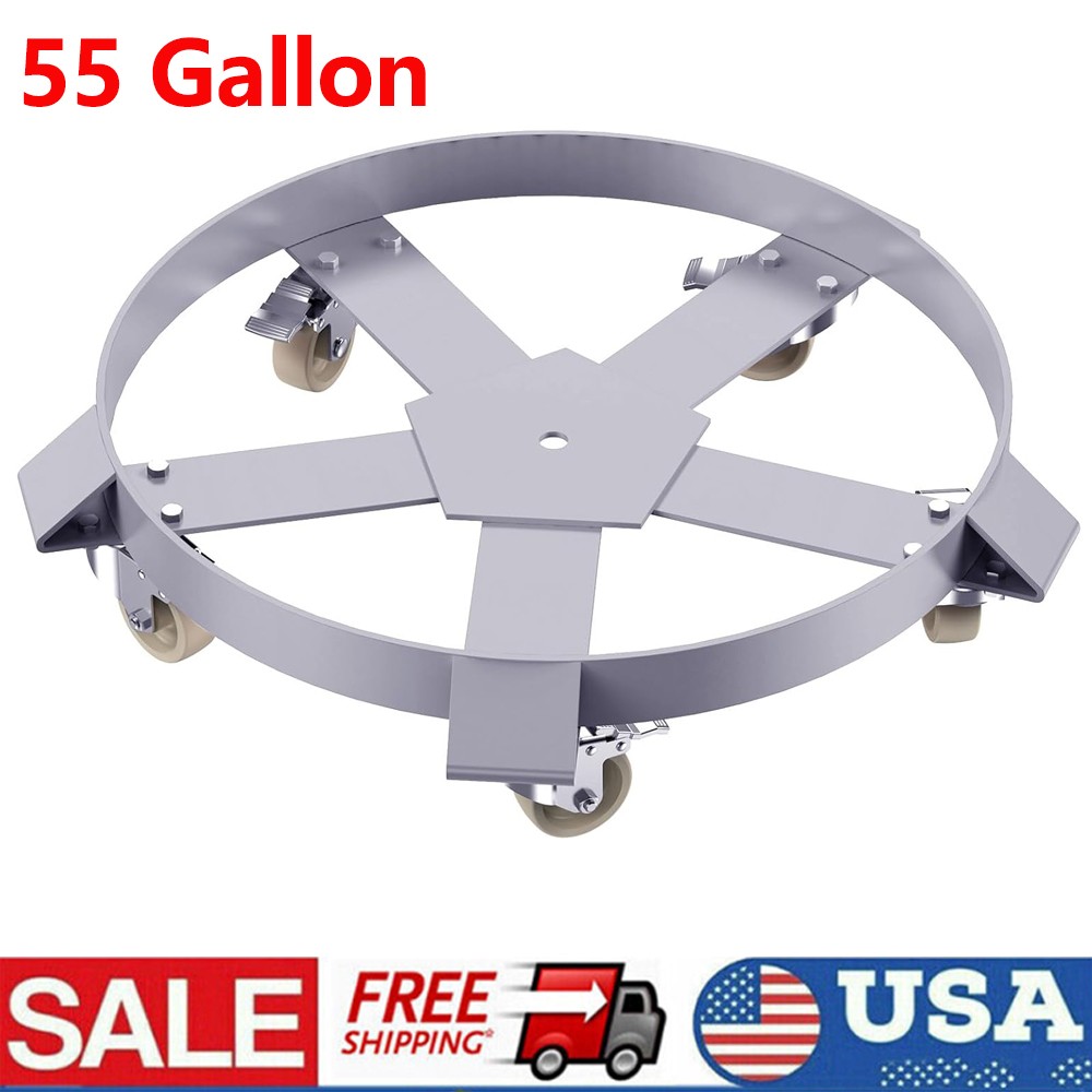 1X 55 Gallon Drum Dolly Barrel Dolly Carts Drum Dolly With Swivel Casters Silver