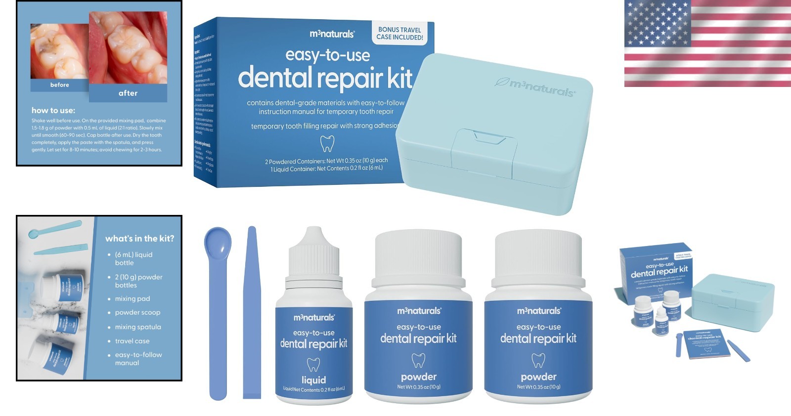 Dental Tooth Repair Kit Temporary Filling Cement for Chips Cracks Missing Teeth