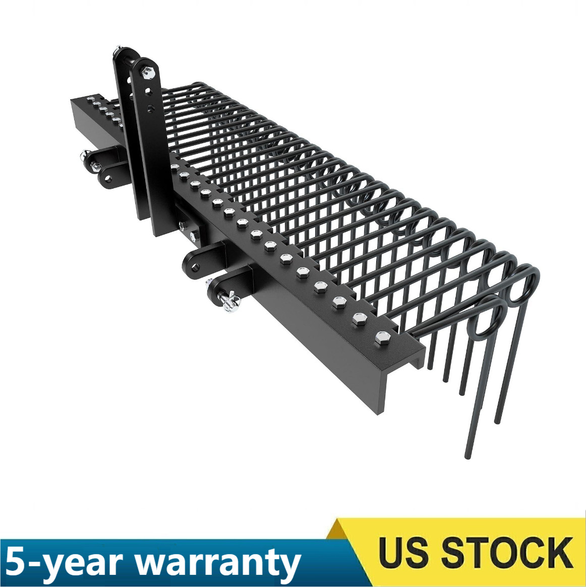 60″3-Point Tractor Rake,Durable Powder Coated Steel Spring Landscape Rake,Cat0&1