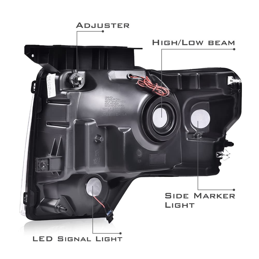 LED DRL Headlight Assembly for F150 2009-2014 FO2503289 Clear Lens