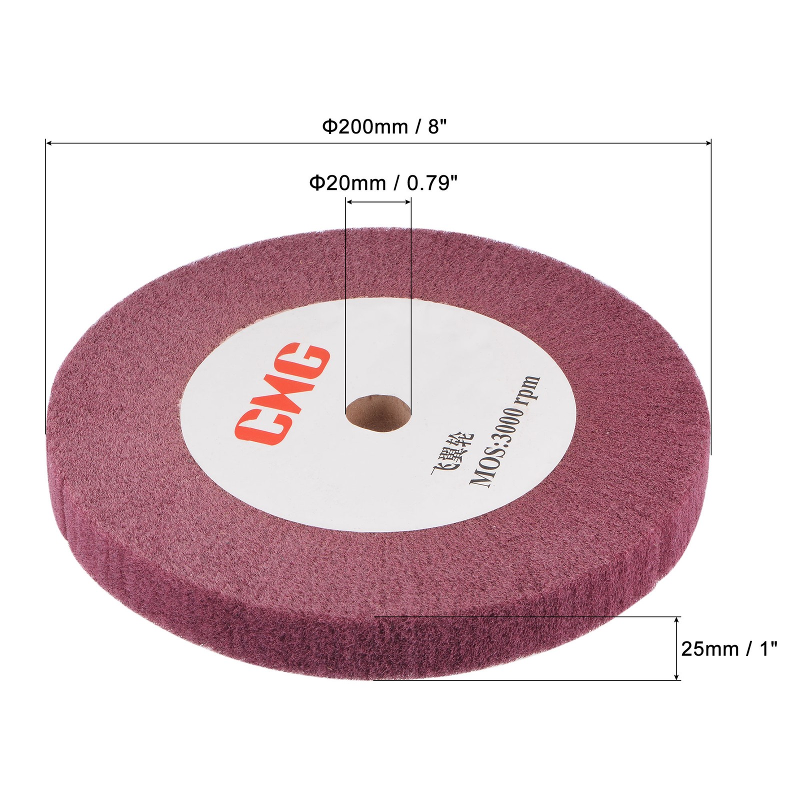 200x25mm 320 Grit Non-Woven Polishing Red Nylon Wire Drawing Abrasive Flap Wheel