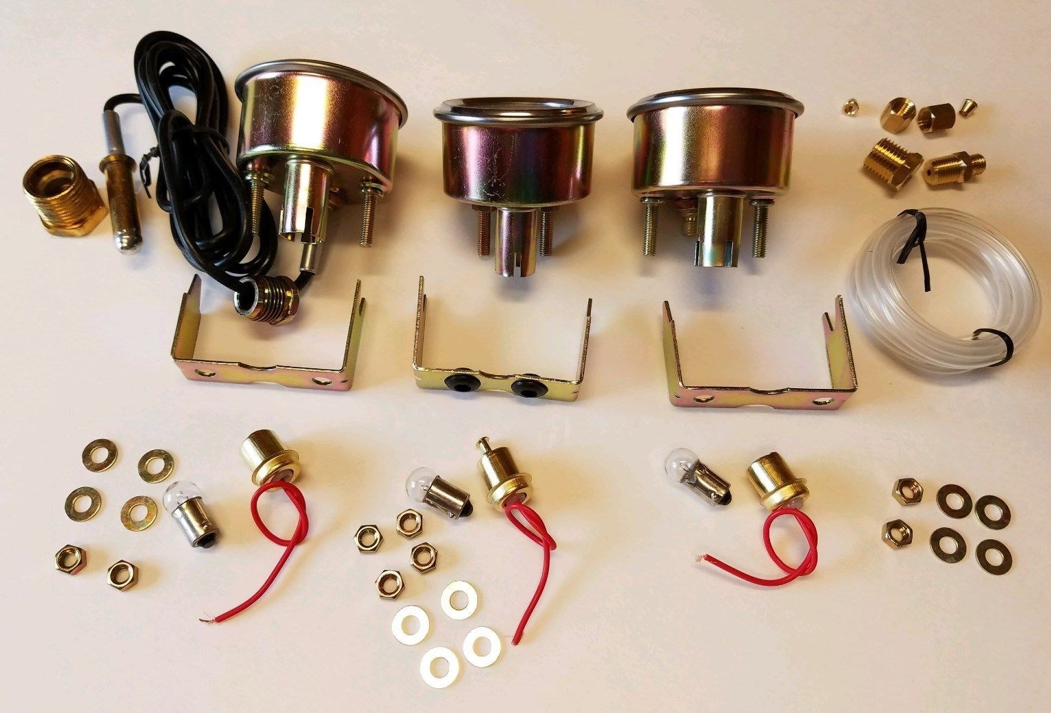 New TRACTOR Oil Amp Temperature Gauge Set W/ CHROME BEZEL for MANY Brands 2″
