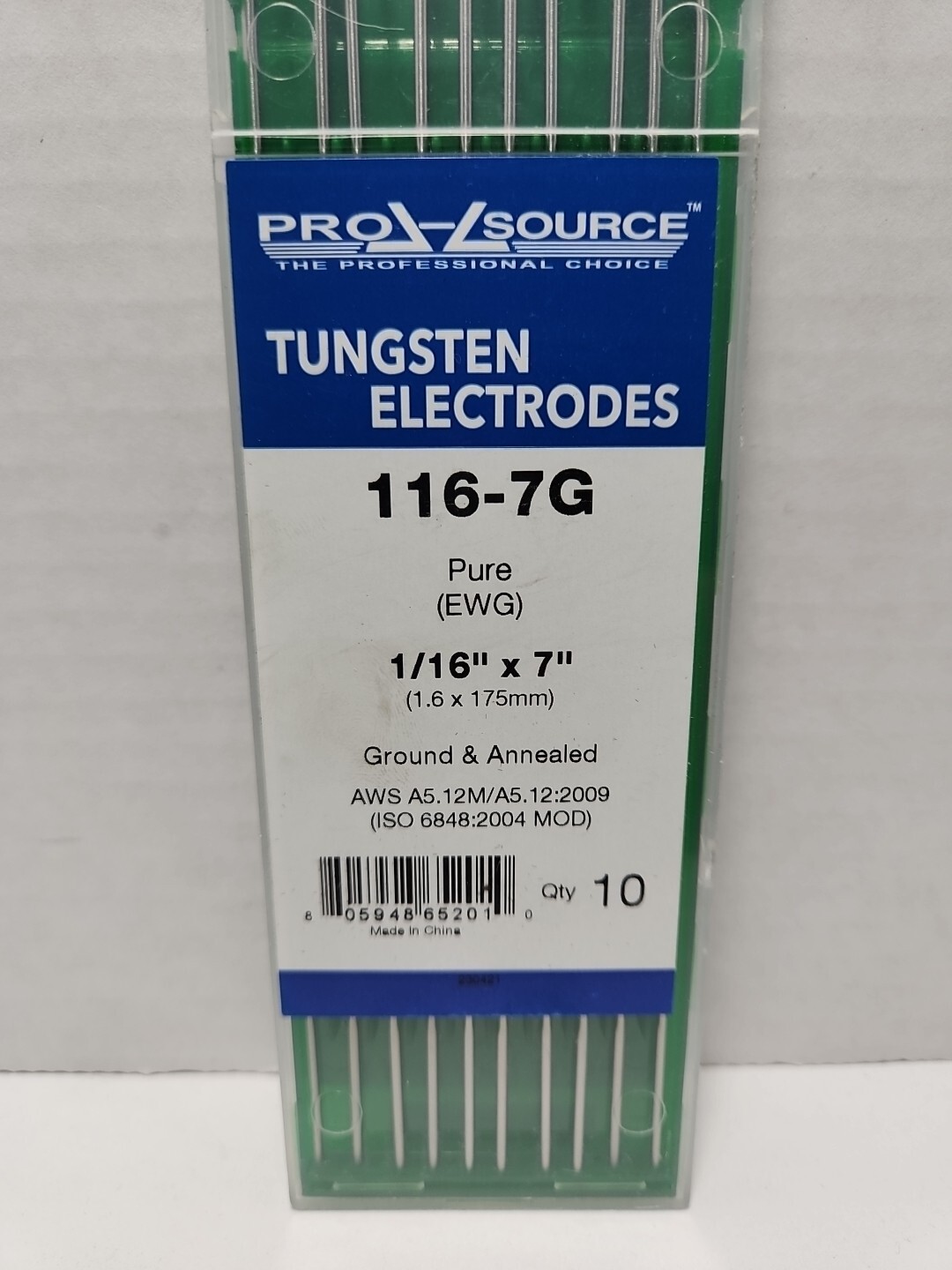 Pro-Source Tungsten Electrodes 116-7G Pure (EWG) 1/16″ ×7 Ground And Annealed