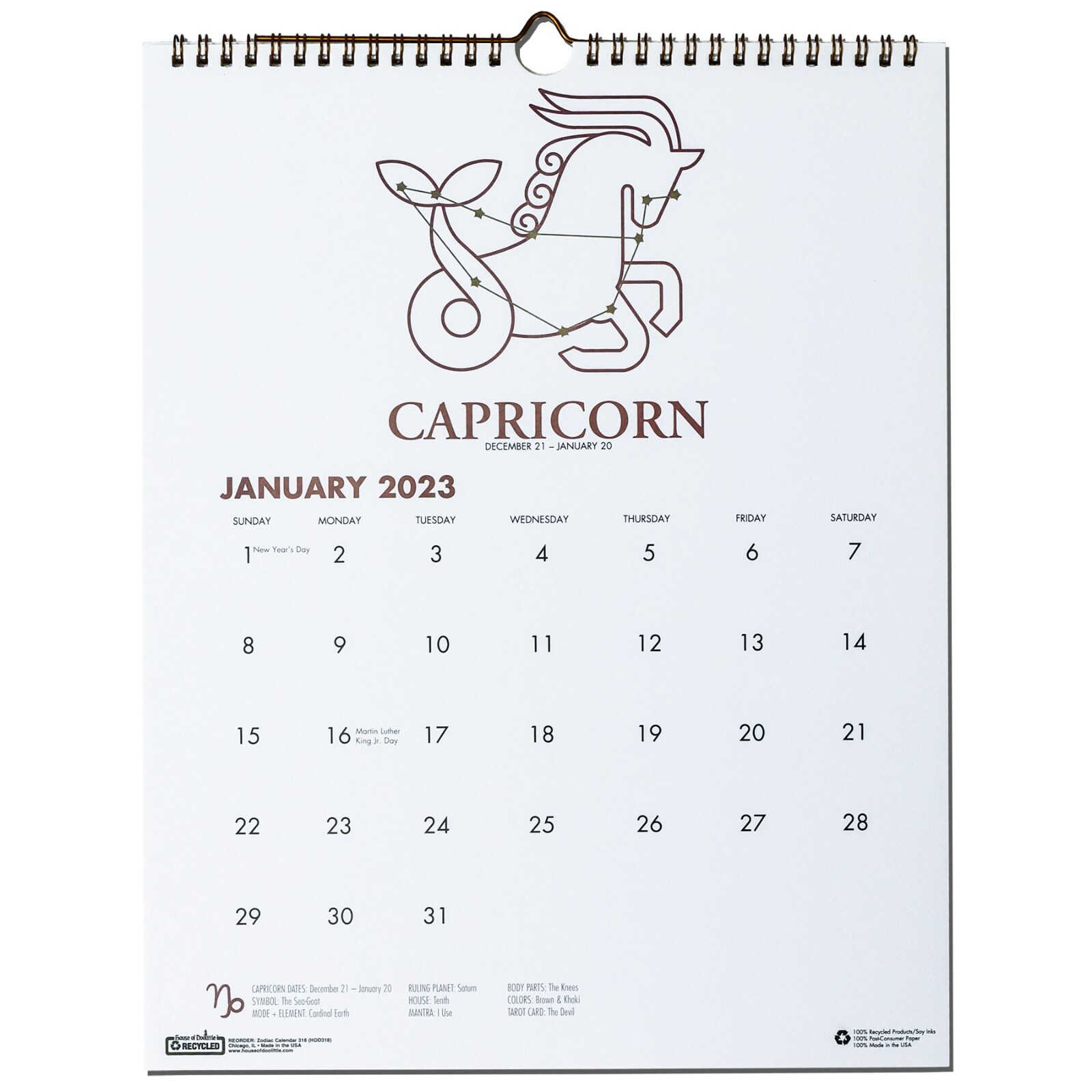 2023 Zodiac Calendar 318 HOD318 Monthly Wall Calendar, 11 x 14″