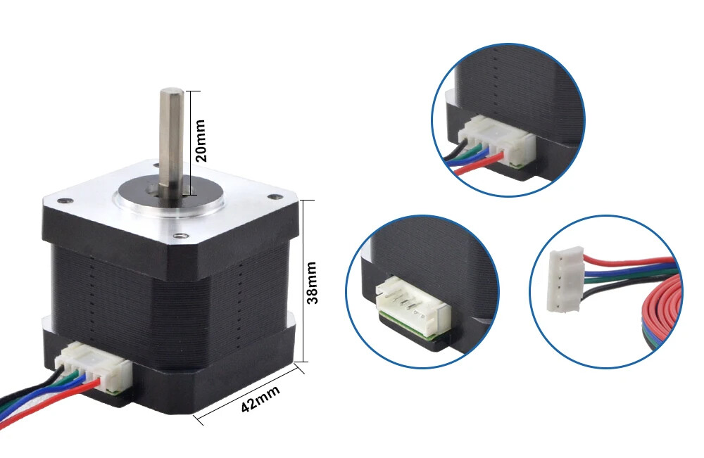 Nema 17 Stepper Motor 1.8 Deg 42Ncm (59.49oz.in) 1.5A for 3D Printer 42x42mm