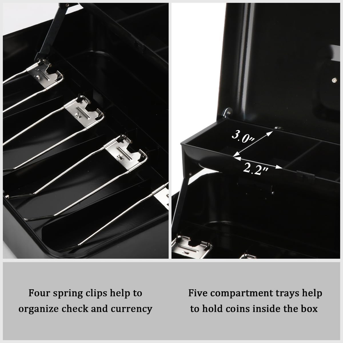 Large Cash Box with Money Tray and Lock – Safe Box for Cash Saving Key Lock M…