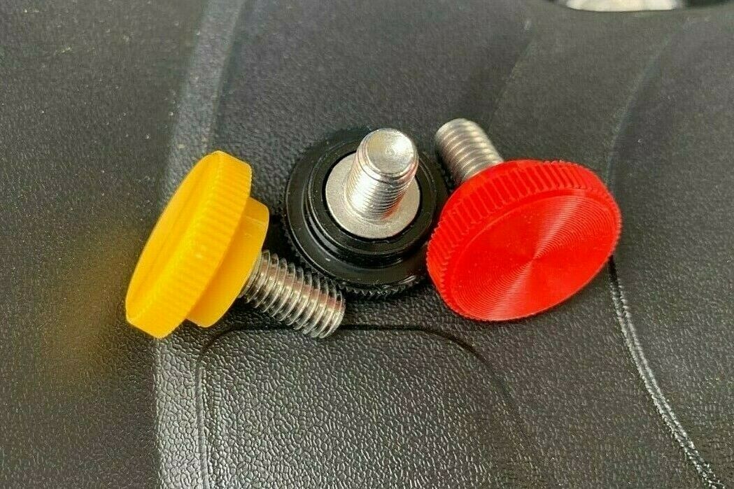Honda Ruckus Underseat Stainless Steel Cubby Thumb Screw in Red, Yellow or Black