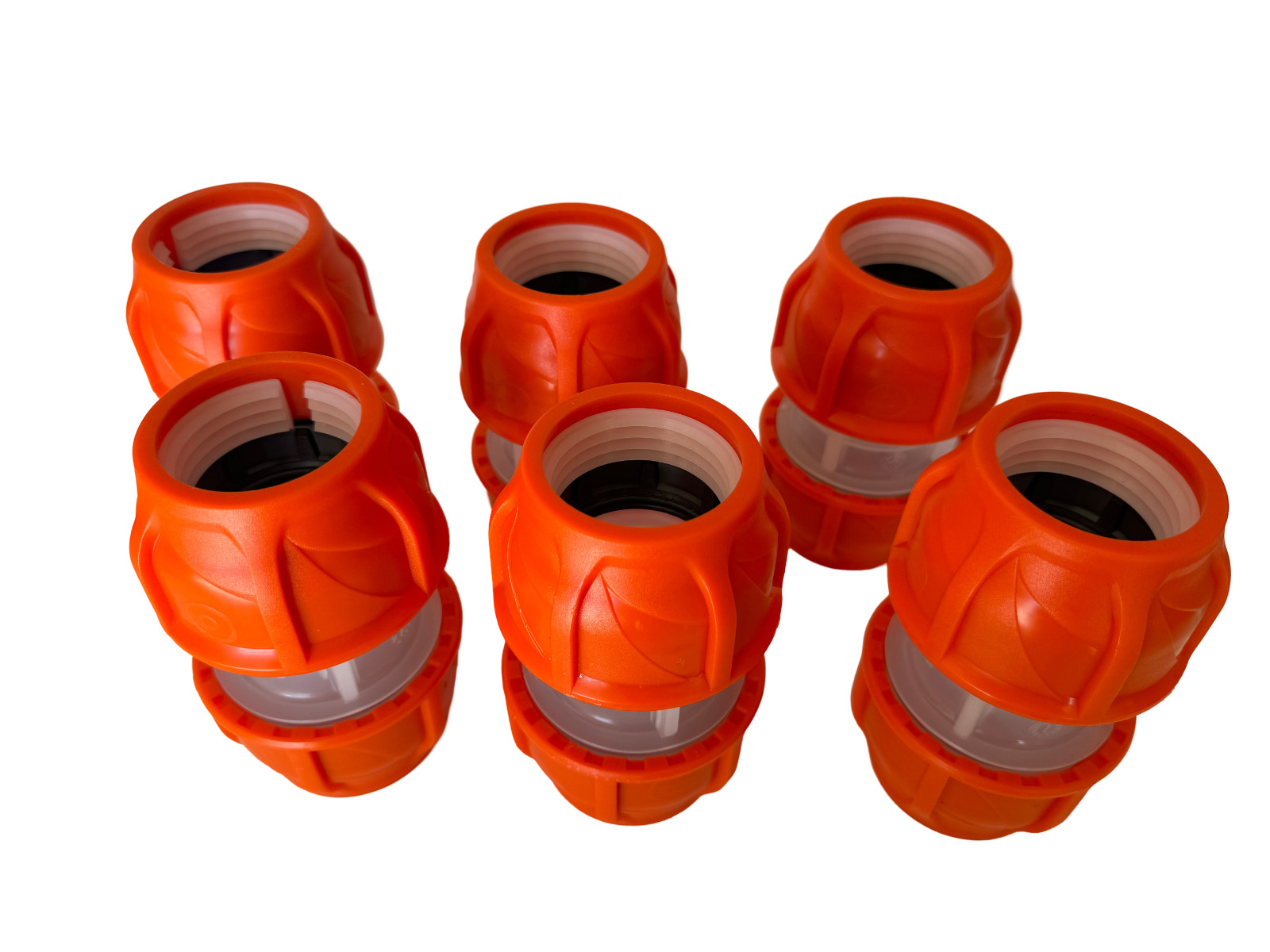 Lot of 6 (Orange) Clear Lock Coupler 1.50″ (1-1/2) (50×50) similar Dura-Line #20