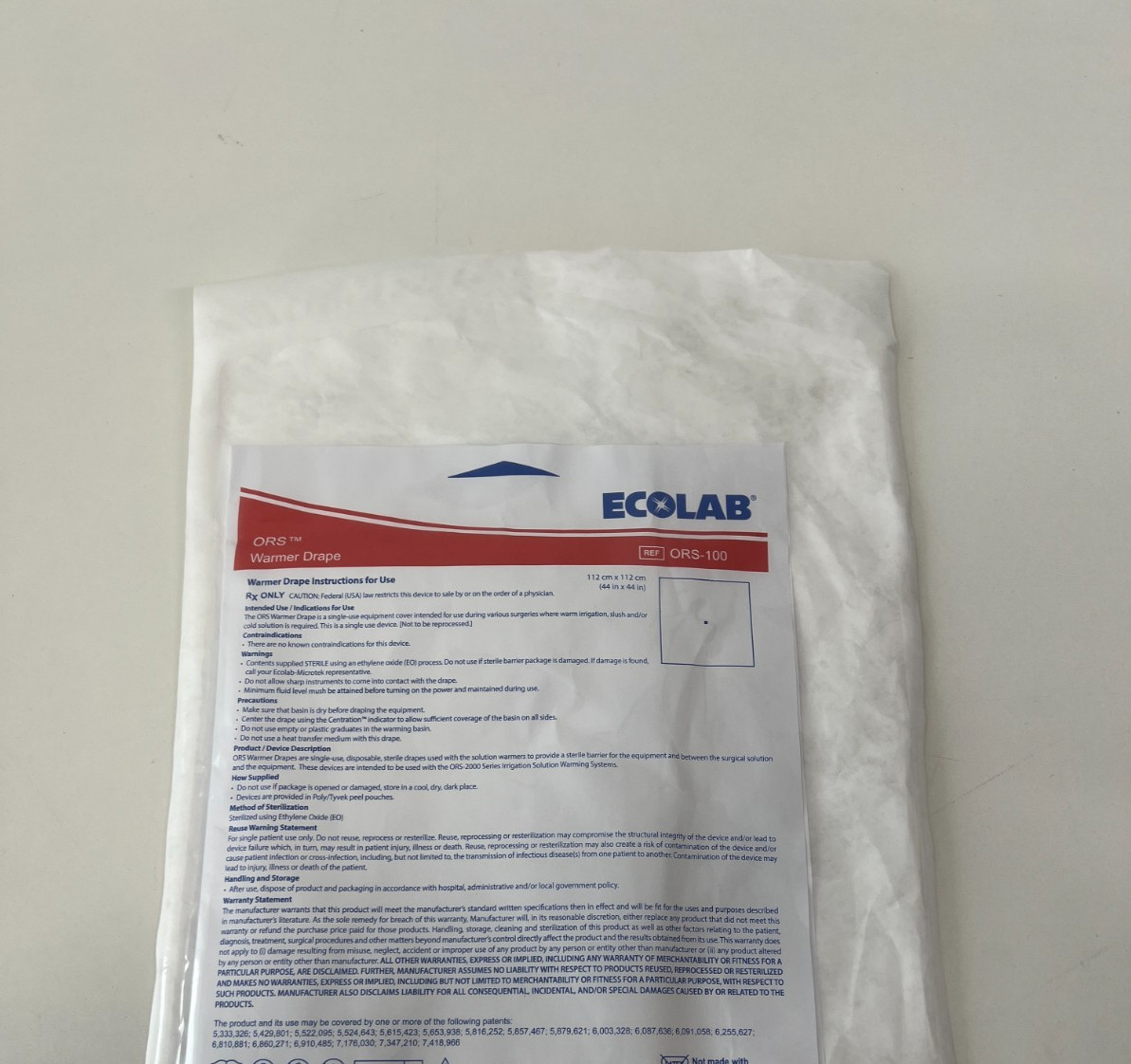 Lot of 2 Ecolab Drape ORS-100 Exp. 2028-05 & 2029-06 (*CC30/Q11)