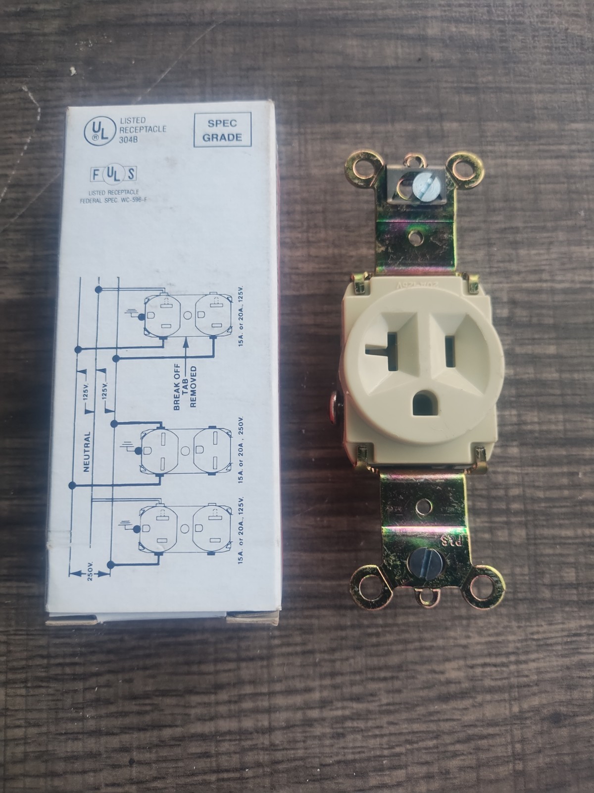 Pass & Seymour Spec Grade Duplex Receptacle, Beige, 201-250V WC-5961-F