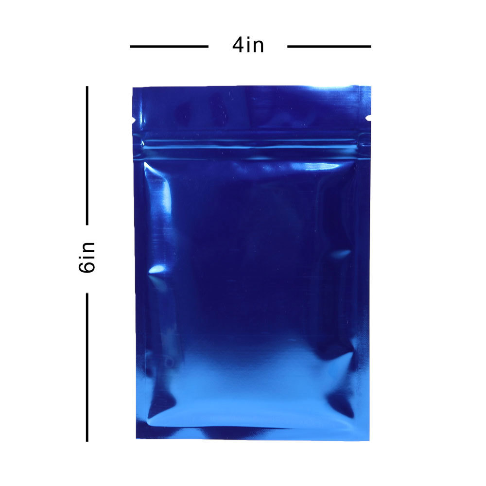 4x6in Both Sided Glossy Blue Foil Mylar Zip Seal Bag w/ Heat Sealing Machine B31