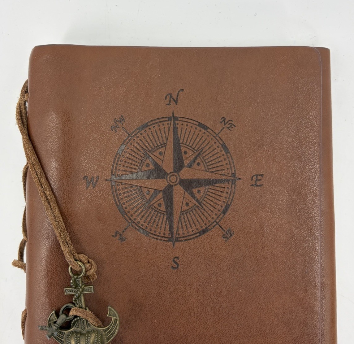 Maleden Refillable Leather Journal 6 Ring Binder Nautical Anchor Compass Rose