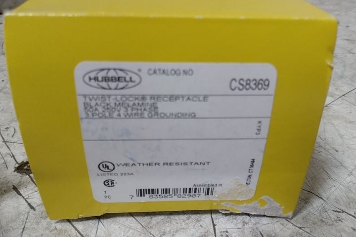 Hubbell CS8369 250VAC 50 A Current Rating Locking Receptacle (BW)