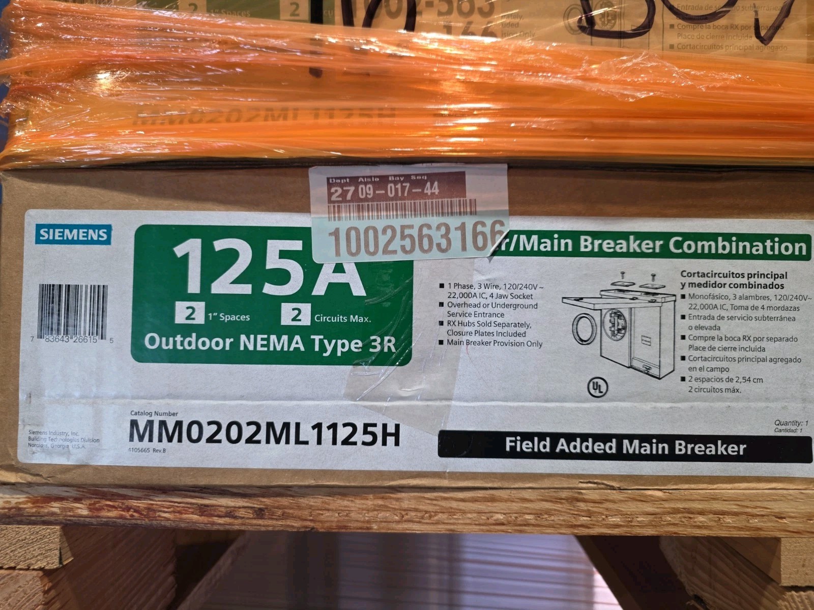 Siemens MM0202B1200 125-Amp Meter Main Combination With Breaker SpaceSaver
