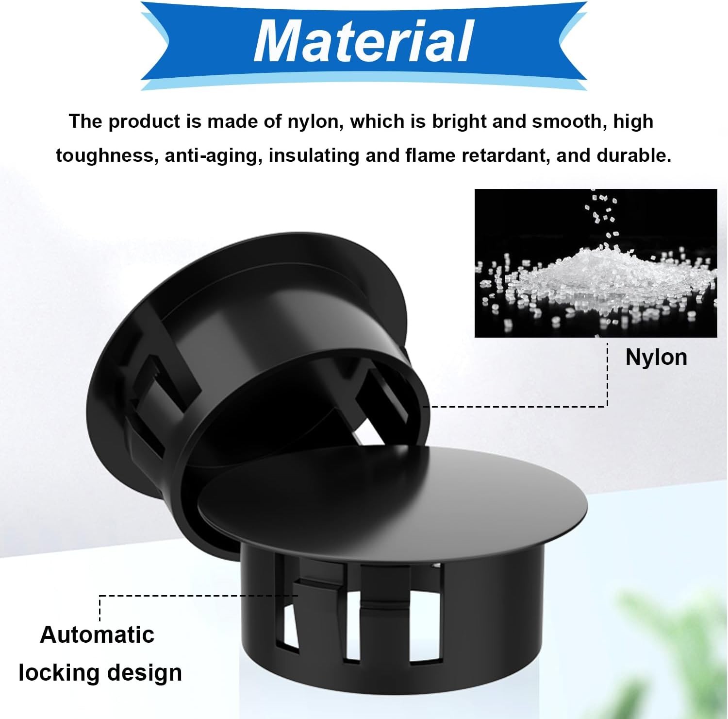 135Pcs Black Nylon Hole Plugs 8 Sizes 1/4″-1″ Round End Caps Furniture Cabinet