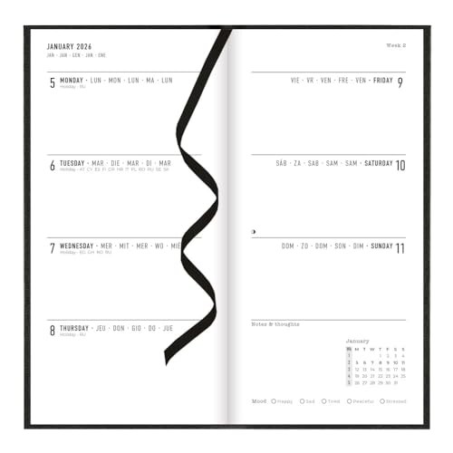 Letts of London® 2026 Principal Weekly Planner, 12 Months, Compact, Black