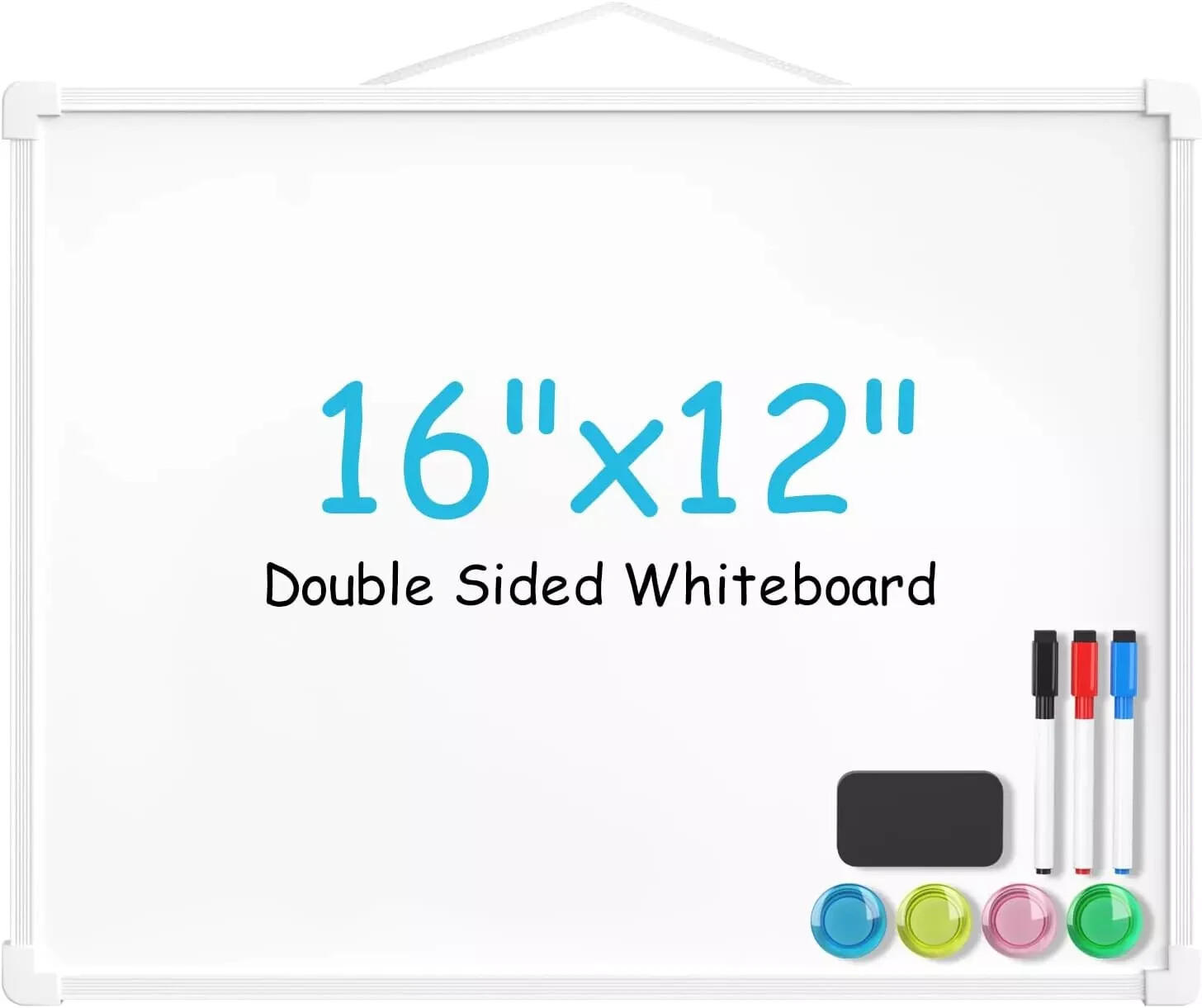 Double-Sided Dry Erase Board for Wall, 16″X12″ Hanging Whiteboard, Small Dry Era