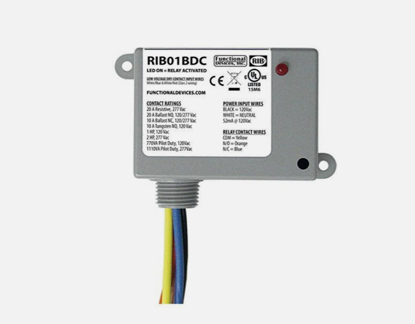 RIB 01BDC , Dry Contact Input Relay, 120VAC, SPDT, 20 Amp
