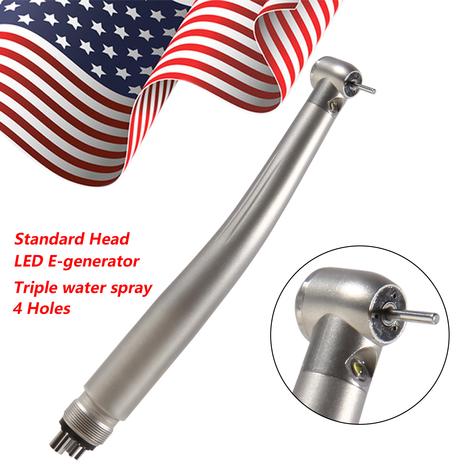 10pcs Dental Fiber Optic LED E-generator High Speed Handpiece 3 Spray 4 Hole st