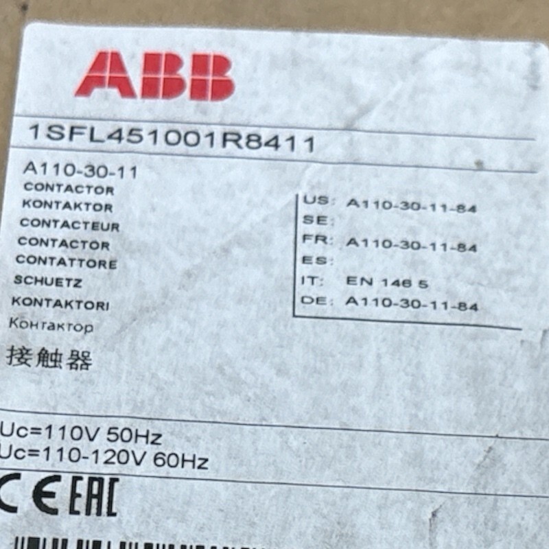 New ABB A110-30-11 Contactor 24V、110V 50Hz / 110-120V 60Hz、220-230V US Free TAX