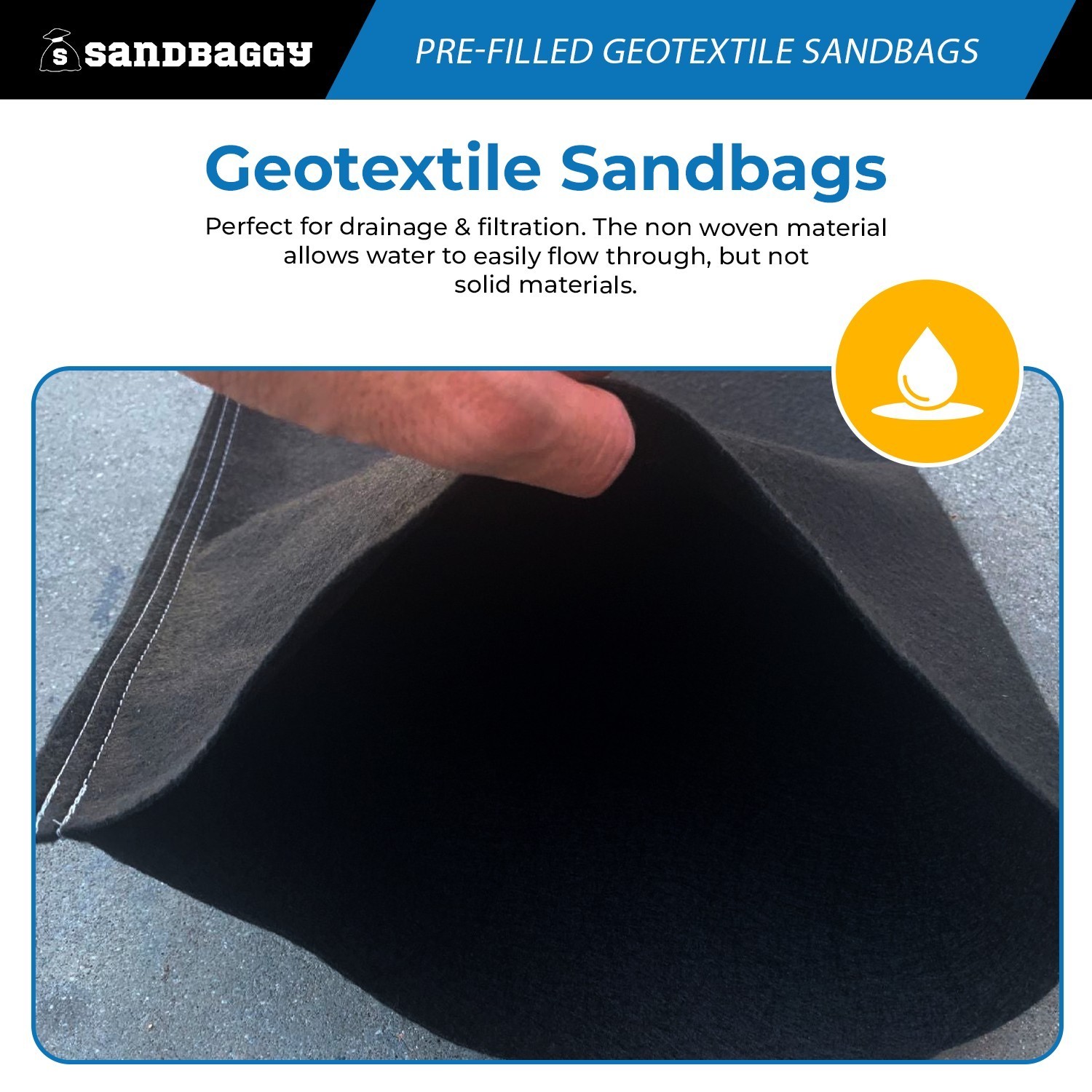 Pre-Filled Non Woven Geotextile Sandbags – 14” x 26”, 30 lb Bags – Sandbaggy
