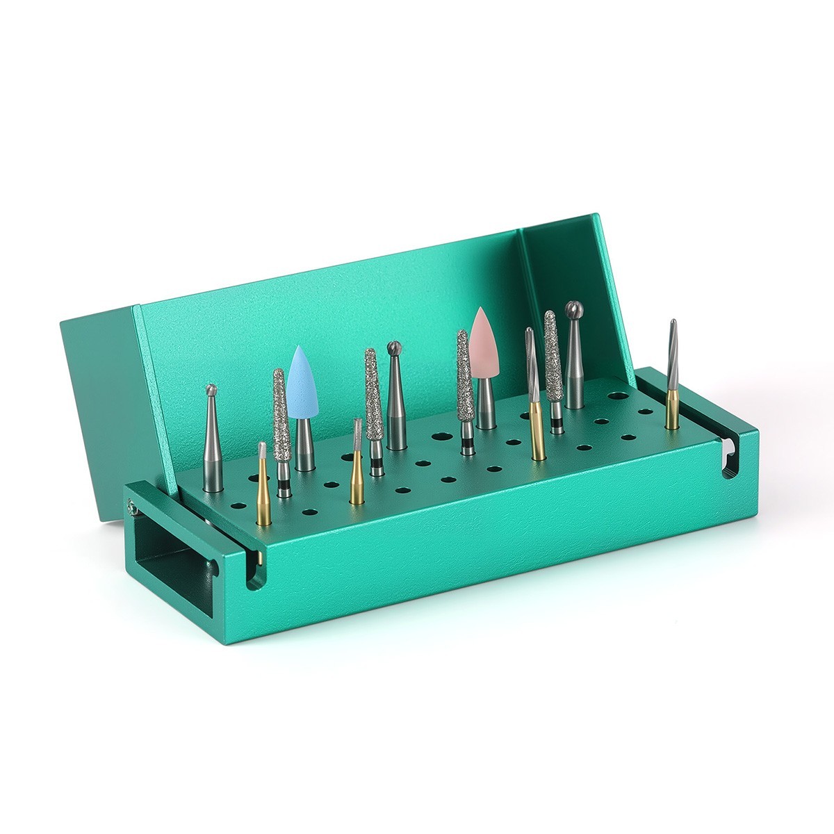 30 Holes Dental Bur Burs Holder Autoclave Block Disinfection Box Aluminium USA