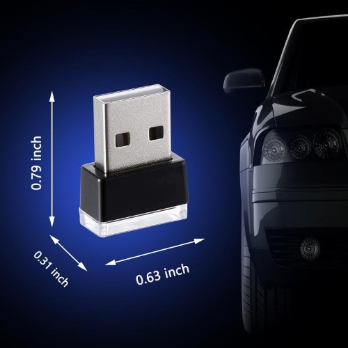 2-Pack USB LED Car Interior Ambient Lighting Kit, Blue Atmosphere Color: Blue