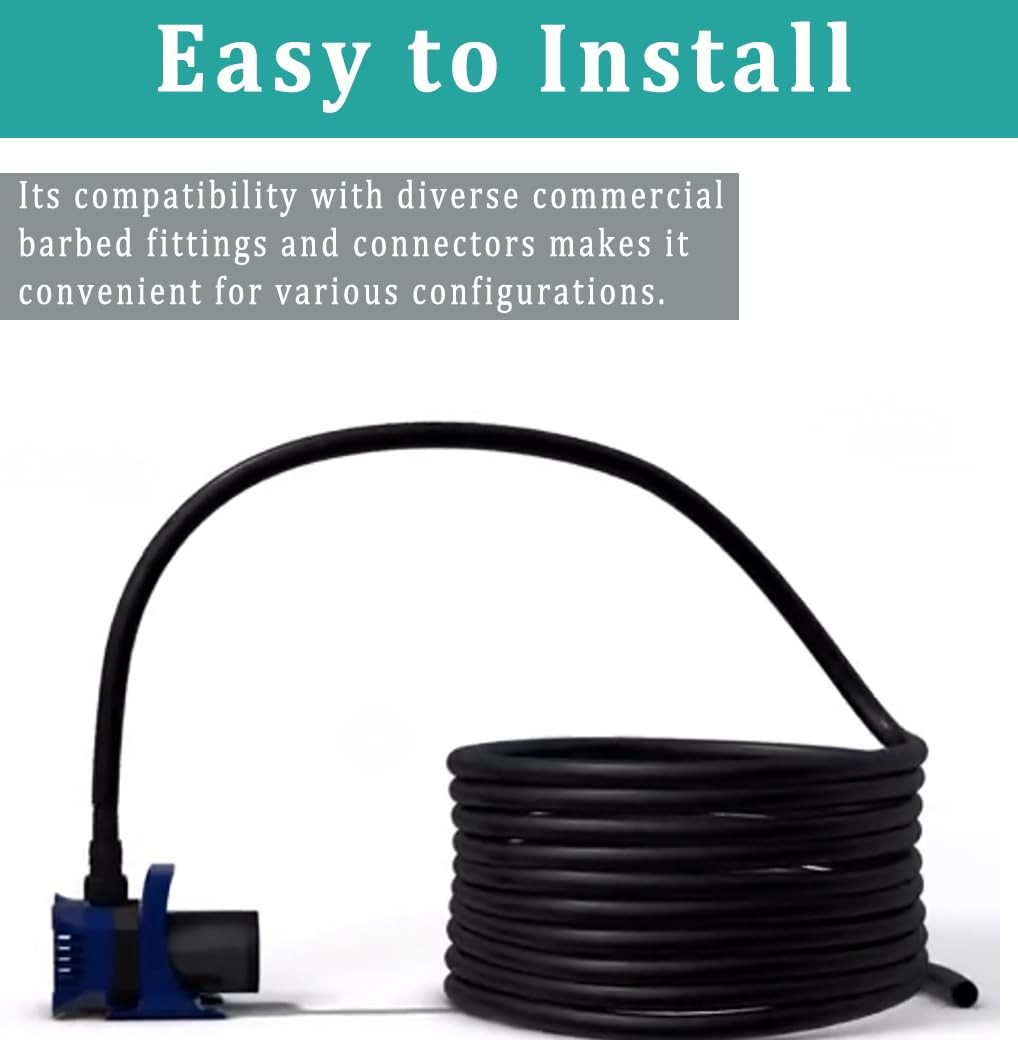 1/4″ id – 10ft Black Vinyl Tubing Flexible PVC Tube Hybrid Hose Transfer Wate…