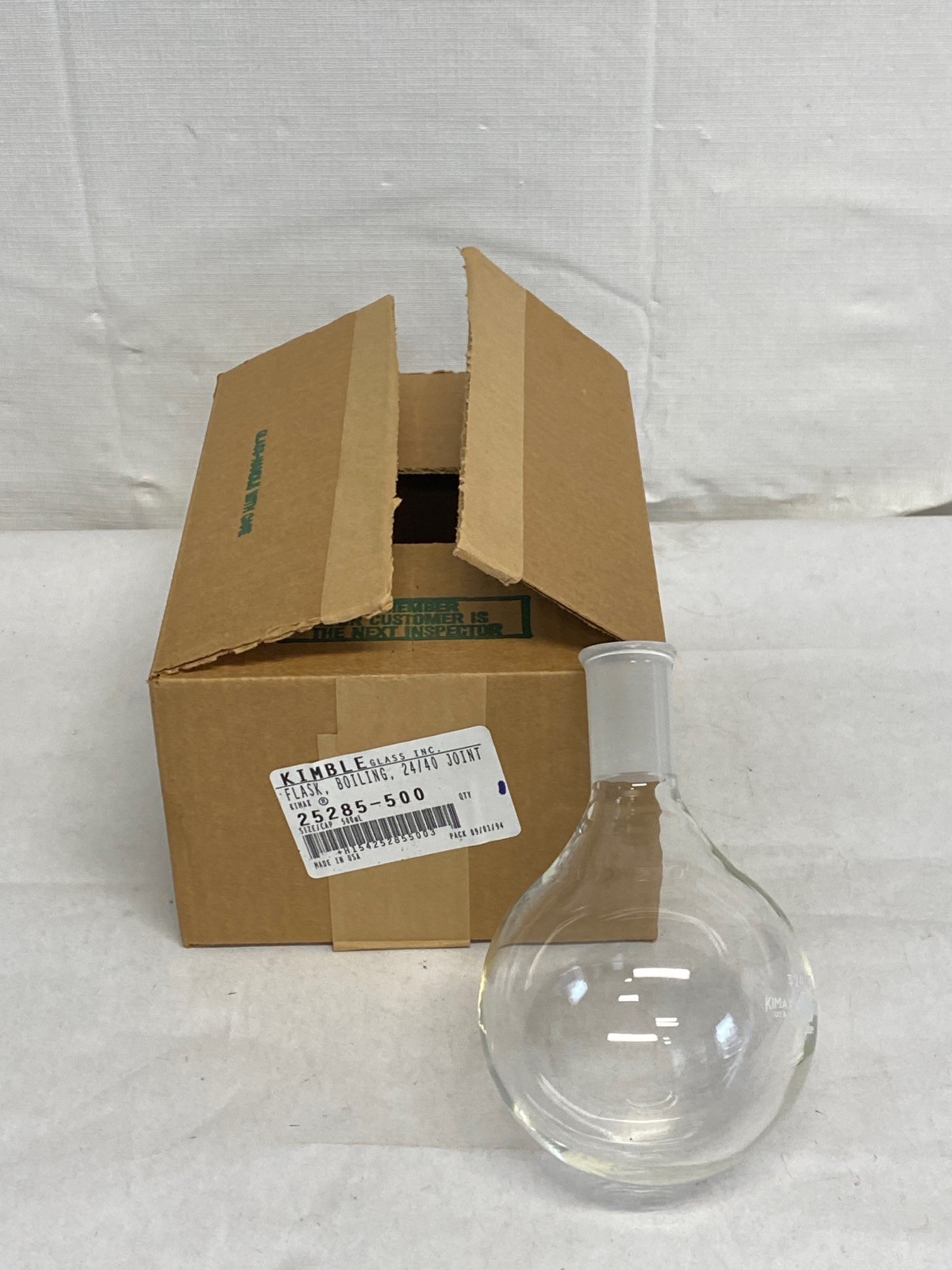 New KIMAX Glass 500mL 24/40 Single Neck Round Bottom Flask 25285-500