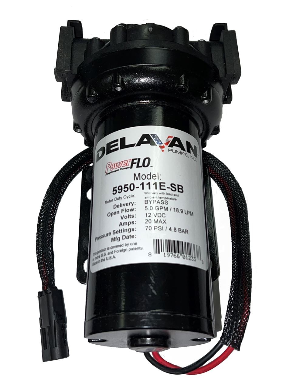 Delavan 5950-111E-SB Diaphragm Pump 12V, 60PSI, 5GPM, Byp 3/4″ QA