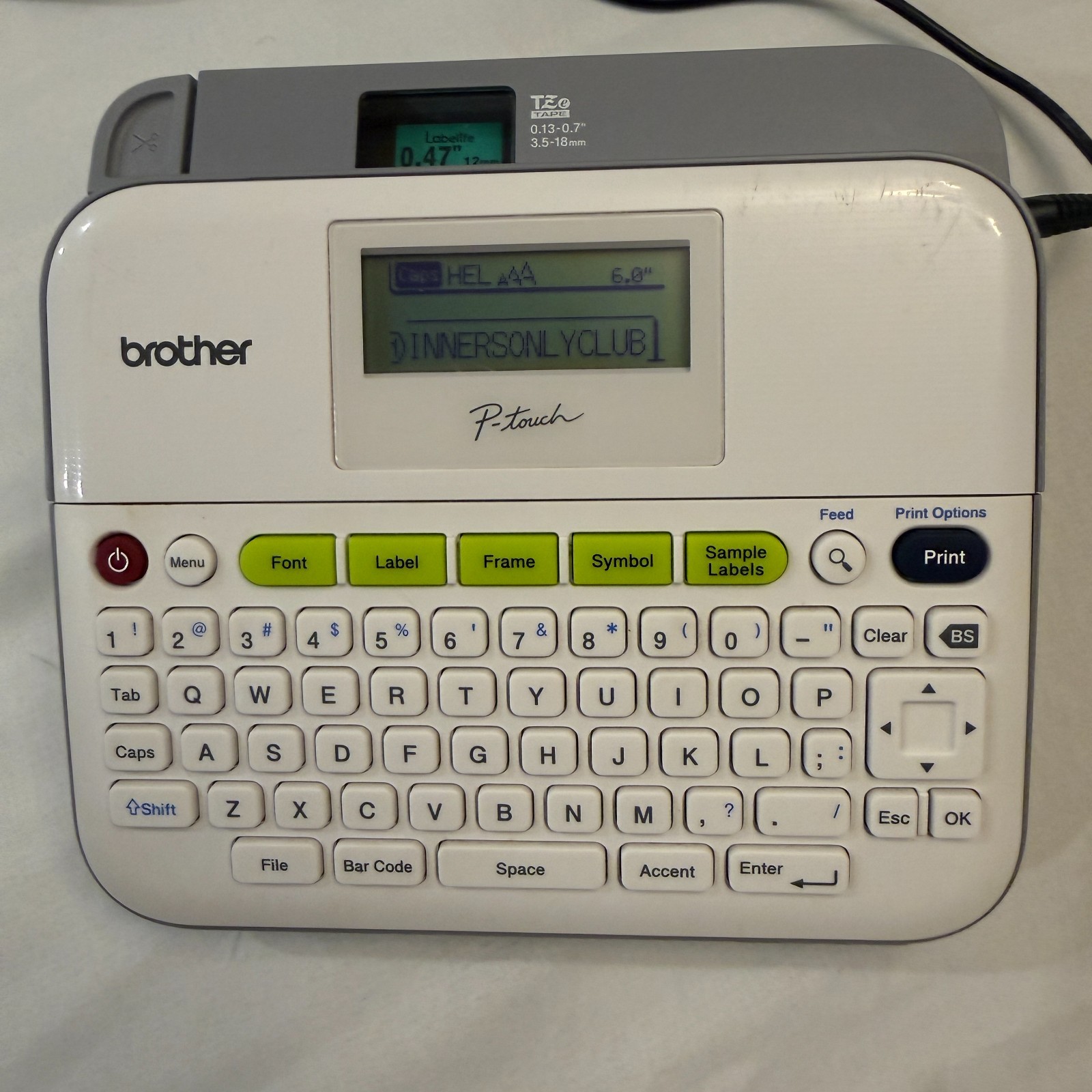 Brother® P-Touch® D410 Label Maker Label tape 12mm .47″ Multiple Colors (A8-17)