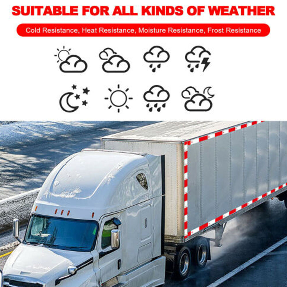 Reflective Safety Tape Waterproof Red and White Adhesive for Trailer Cars Trucks