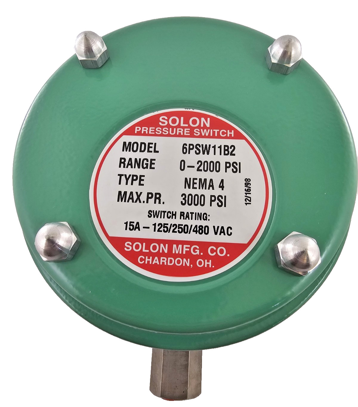 Solon 6PSW11B2 Pressure Switch 3000 PSI SPDT Industrial Control NO BOX
