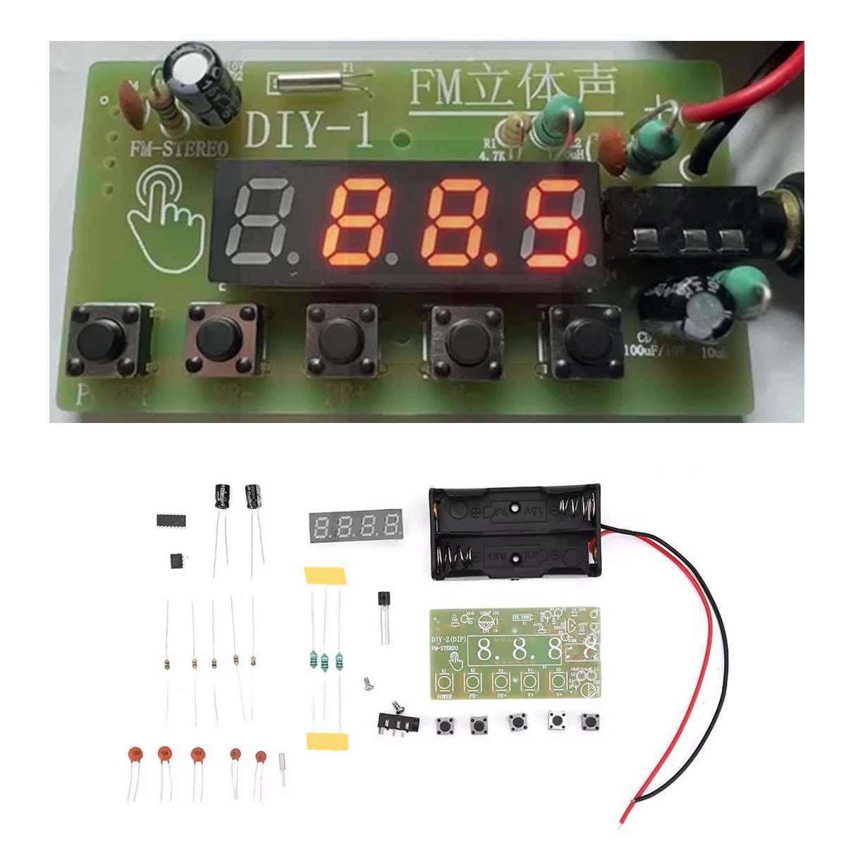 DIY Kit AM/FM Radio Receiver Module Kit Wireless Stereo 87-108MHz Electronic LED