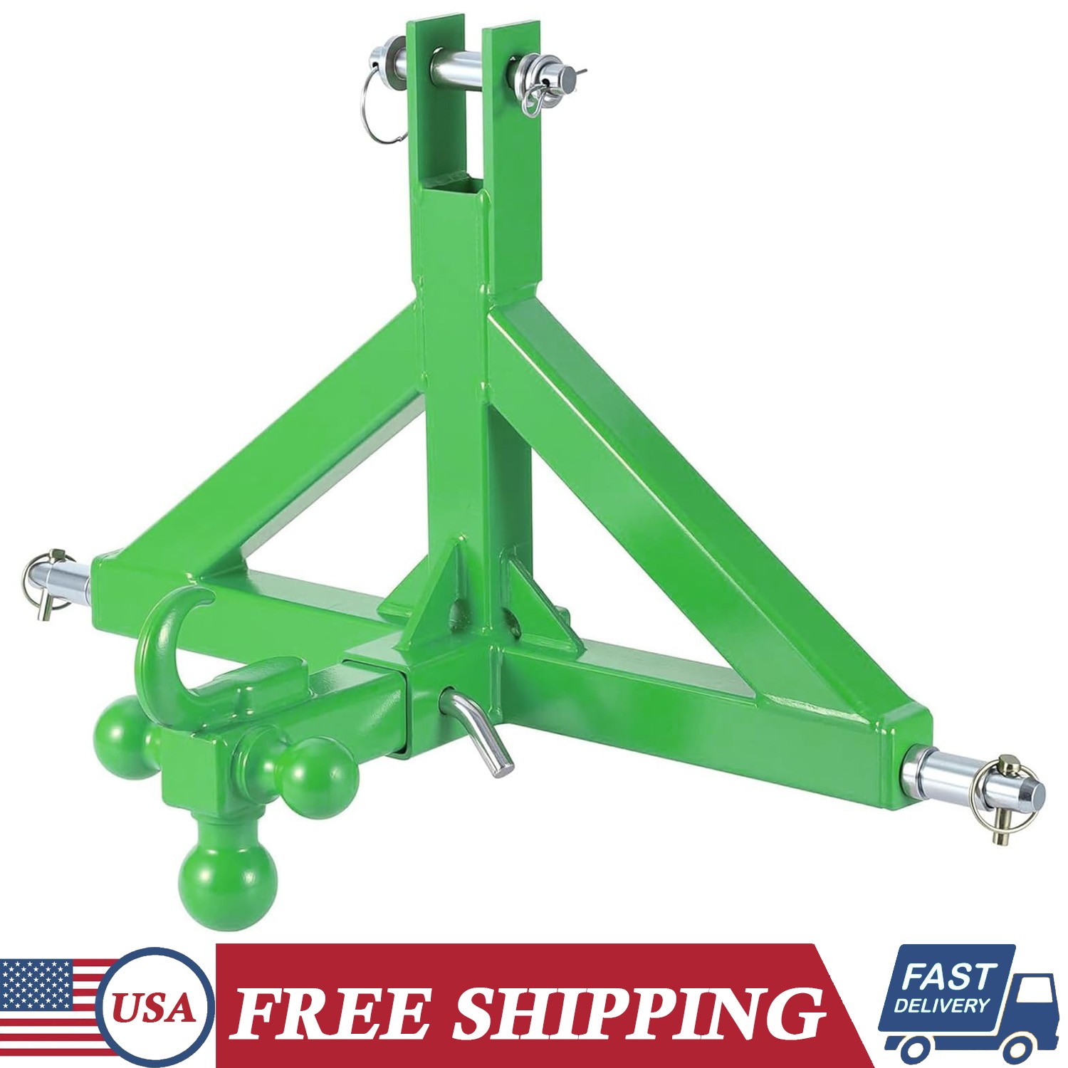 3-Point Quick Trailer Hitch 2″ Receiver+3-Ball Category 1 Tractor For John Deere