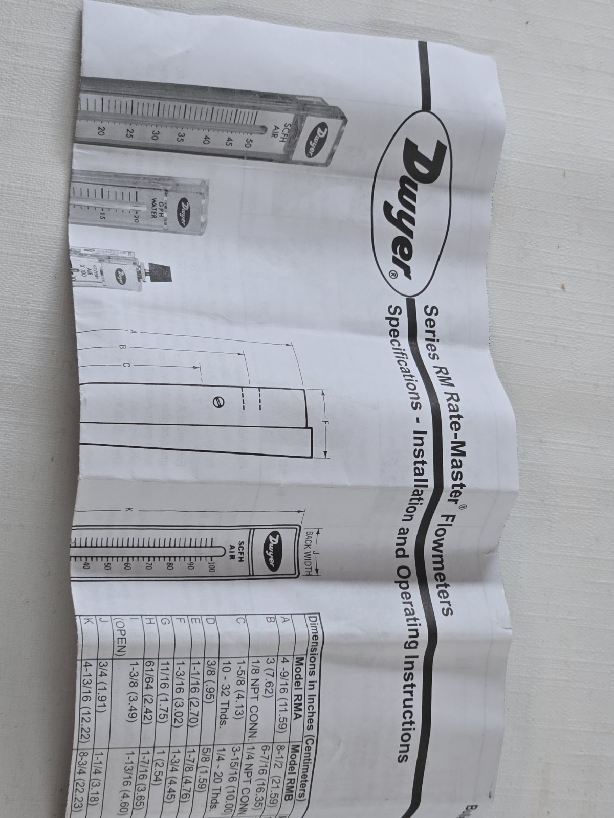 RMA-26-SSV Air Flowmeter, 0.5l/min to 5l/min, 4%, 3.175mm, 100psi,
