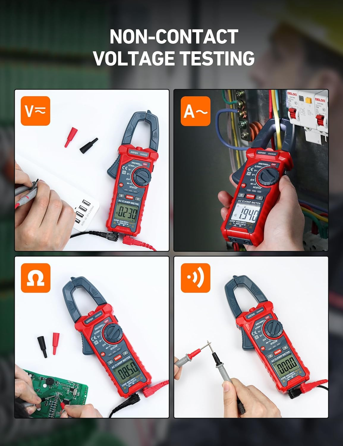 Astroai Digital Clamp Meter Multimeter 2000 Counts Amp Voltage Tester Auto-Rangi