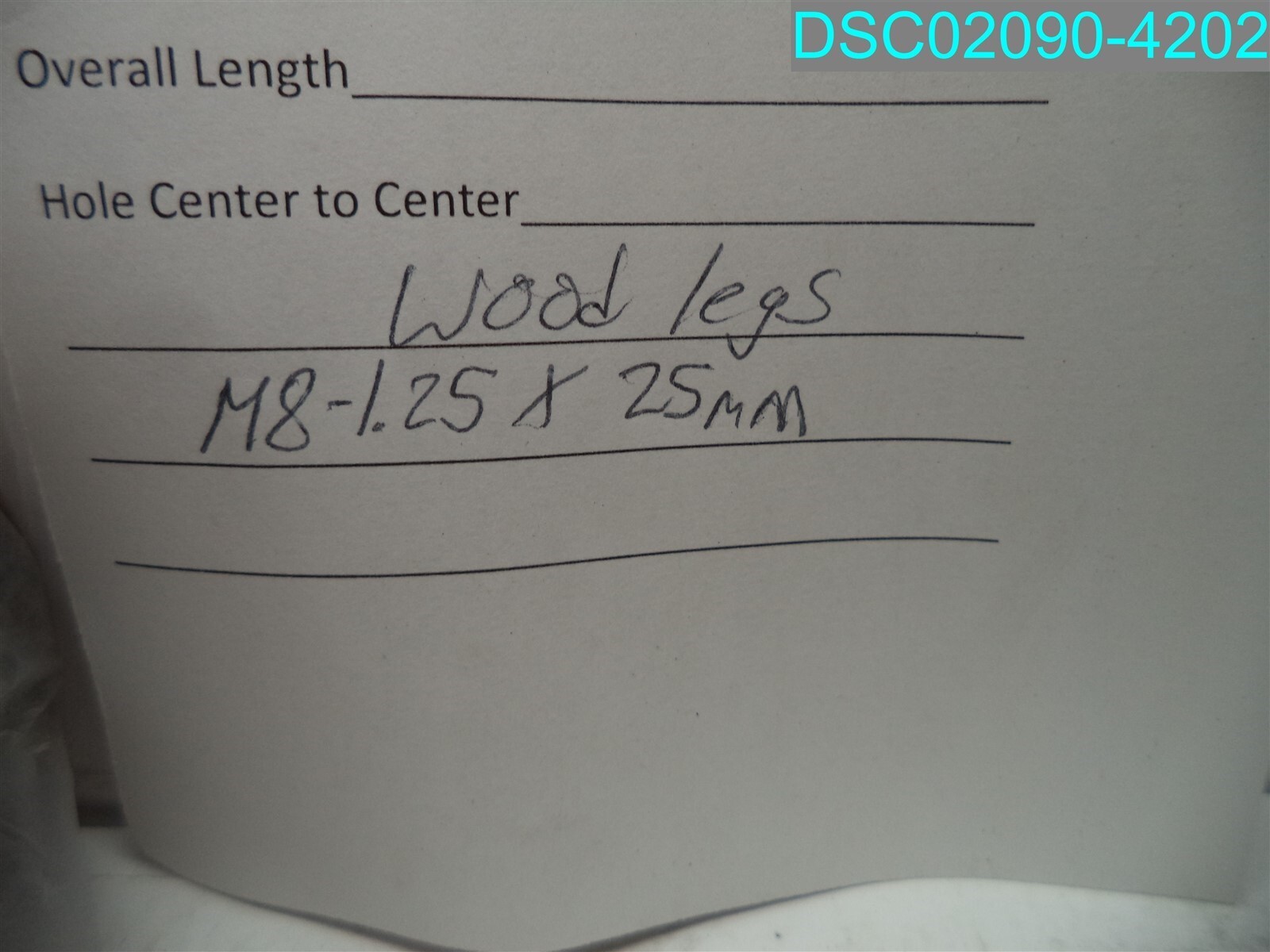 QTY=7: WOOD LEG’S M8-1.25 X 25MM 7-/18″ L X 2-1/8″ OD TAPERED TO 1-1/2″