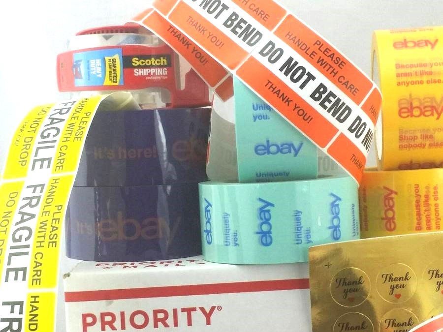 EBAY Branded Shipping Packing Supplies HUGE Variety Lot of 156 Tape Stickers ETC