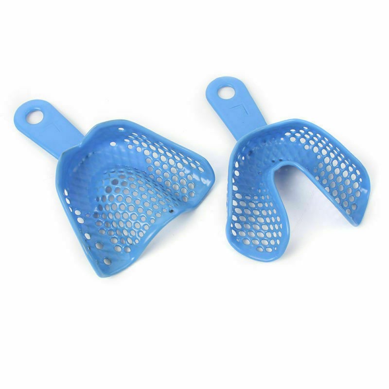 Dental Autoclavable Plastic Steel Impression Trays Denture Blue L/M/S/Q/A Opt