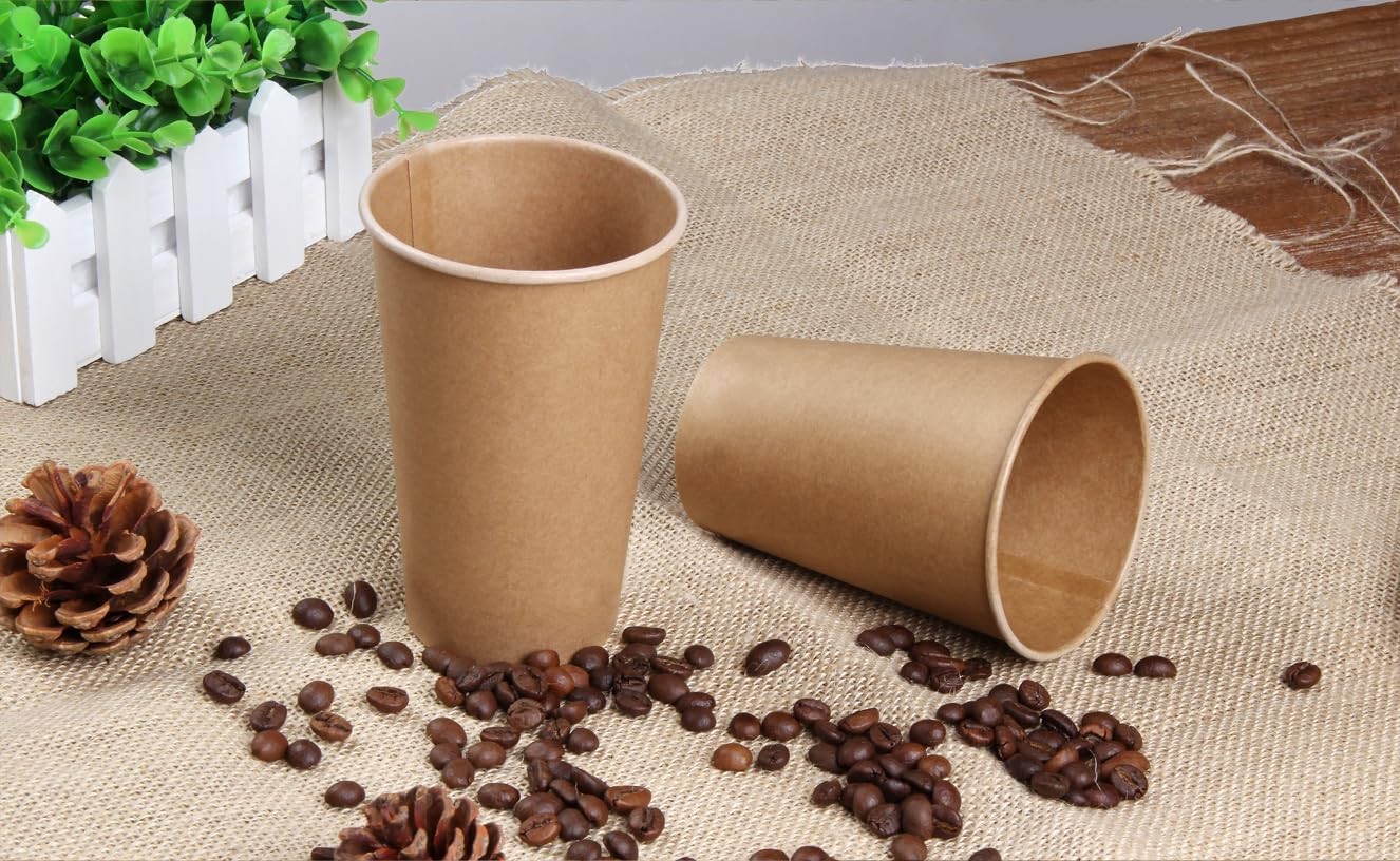 12 oz 200 Count Kraft Paper Cups, Disposable Hot/Cold Beverage Paper Coffee C…